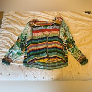 Anthropologie multi colored long sleeve blouse
